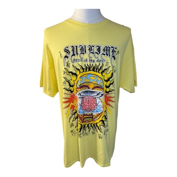 Sublime Graphic‎ T-Shirt $5 at the Door Band Tee Yellow Size Medium - Picture 1 of 5
